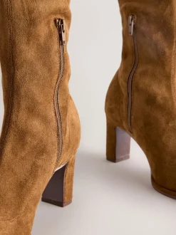 Marron fauve - Bottes chaussettes Forever Comfort® à bout arrondi et hauteur genou