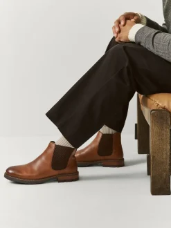 Marron fauve - Bottes Chelsea en cuir décontractées