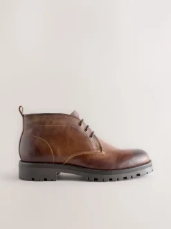 Marron fauve - Bottes Chukka en cuir épais