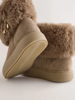 Marron fauve - Bottes déperlantes en daim