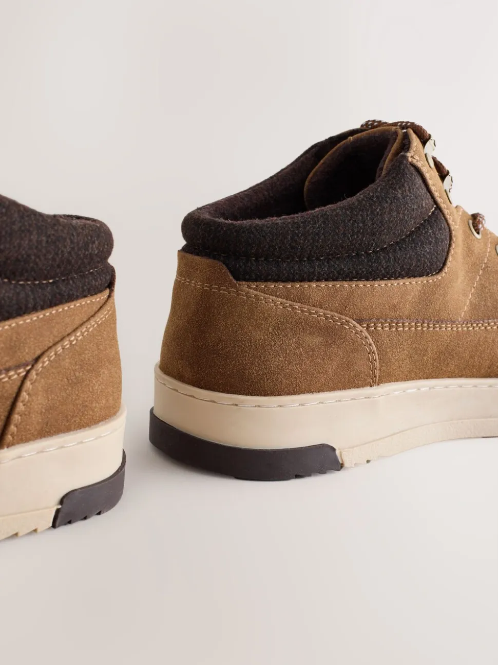 Marron fauve - Bottines à col en maille