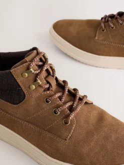 Marron fauve - Bottines à col en maille