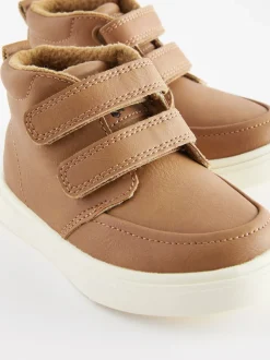 Marron fauve - Bottines avec fermeture scratch et doublure chaude