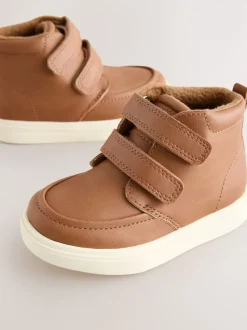 Marron fauve - Bottines avec fermeture scratch et doublure chaude