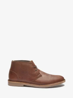 Marron fauve - Bottines chukka en cuir