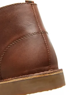 Marron fauve - Bottines chukka en cuir