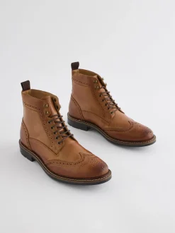 Marron fauve - Bottines richelieu en cuir
