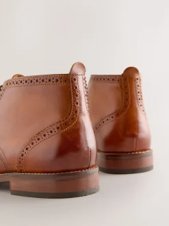 Marron fauve - Bottines Smart Brogue en cuir