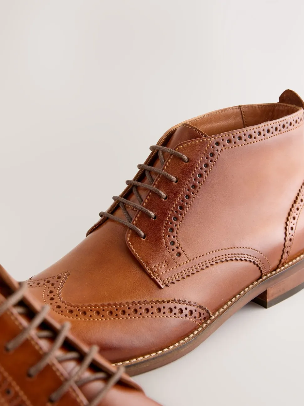 Marron fauve - Bottines Smart Brogue en cuir