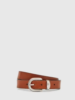Marron fauve - Ceinture western en cuir Reiss Jonny