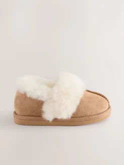 Marron fauve - Chaussons en fausse fourrure