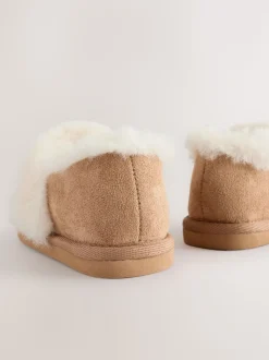 Marron fauve - Chaussons en fausse fourrure