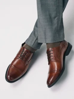 Marron fauve - Chaussures Derby à embout