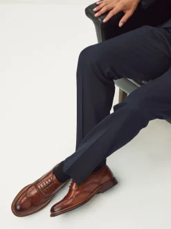 Marron fauve - Chaussures Oxford Wingcap en cuir