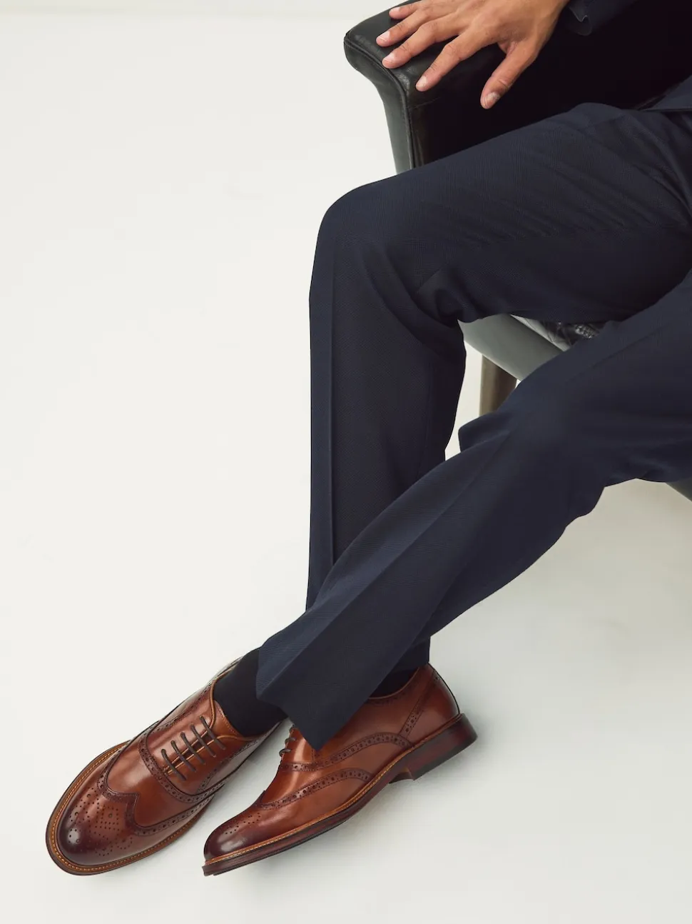 Marron fauve - Chaussures Oxford Wingcap en cuir