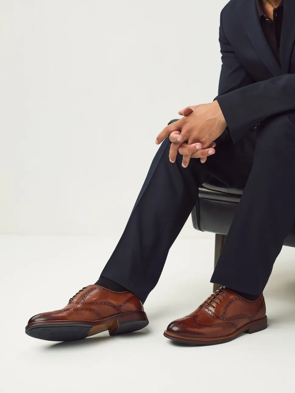 Marron fauve - Chaussures Oxford Wingcap en cuir