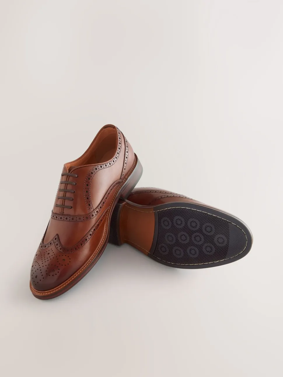 Marron fauve - Chaussures Oxford Wingcap en cuir