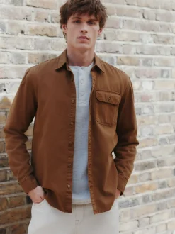 Marron fauve - Chemise Oxford teintée en pièce à manches longues