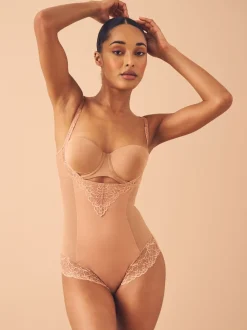 Marron fauve - Contrôle ferme du ventre Portez votre propre soutien-gorge Façonner le corps