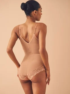 Marron fauve - Contrôle ferme du ventre Portez votre propre soutien-gorge Façonner le corps