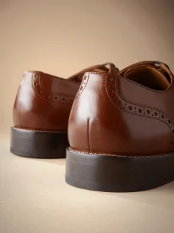 Marron fauve - Coupe classique - Chaussures Signature Brogue Wingcap en cuir italien