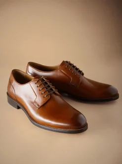 Marron fauve - Coupe classique - Signature Leather Sole Derby Chaussures