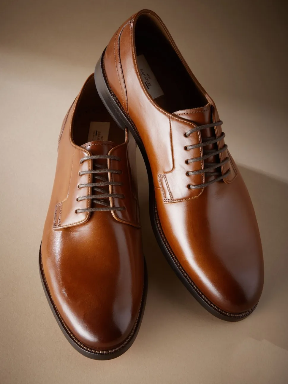 Marron fauve - Coupe classique - Signature Leather Sole Derby Chaussures
