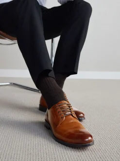 Marron fauve - Coupe classique - Signature Leather Sole Derby Chaussures