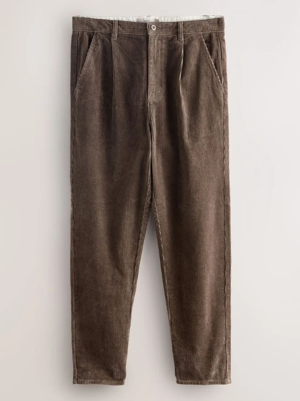 Marron fauve - Coupe fuselée régulière - Pantalon plissé simple en velours côtelé