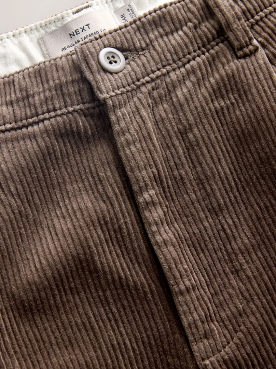 Marron fauve - Coupe fuselée régulière - Pantalon plissé simple en velours côtelé