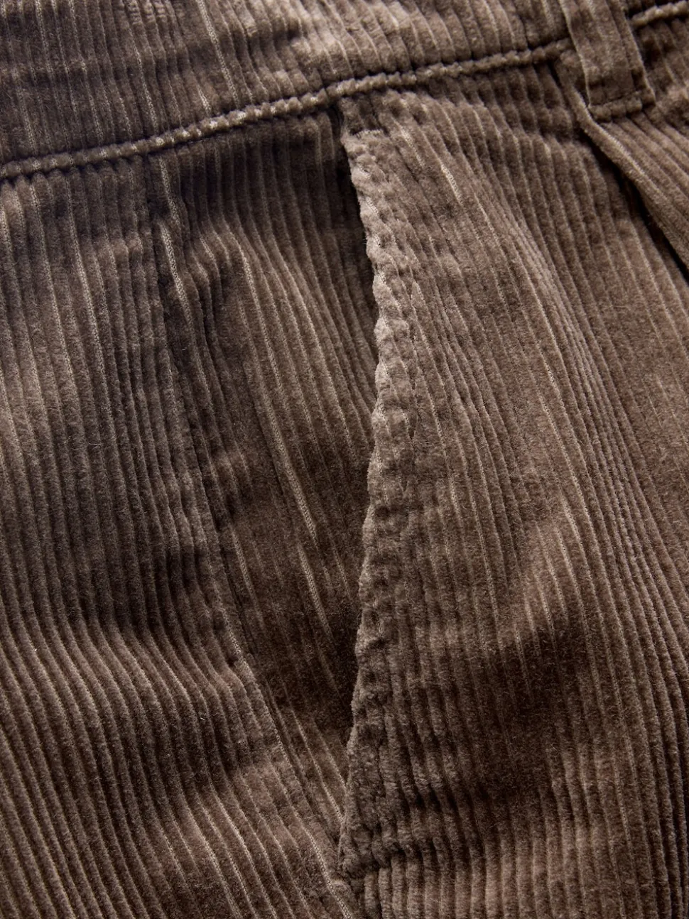 Marron fauve - Coupe fuselée régulière - Pantalon plissé simple en velours côtelé