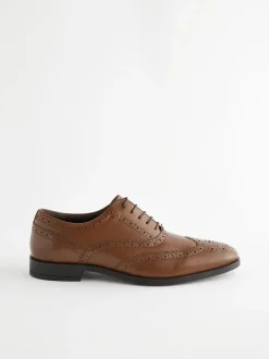 Marron fauve - Coupe large - Chaussures Richelieu Oxford en cuir
