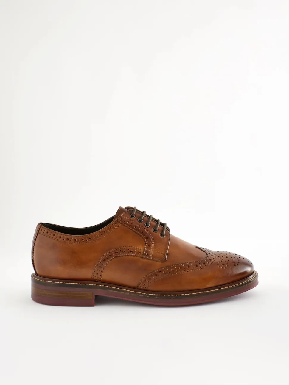 Marron fauve - Coupe large - Chaussures Brogues épaisses à semelle contrastante en cuir