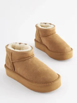 Marron fauve - Flatform Mini Bottes Pull-On en daim doublées chaudes et déperlantes