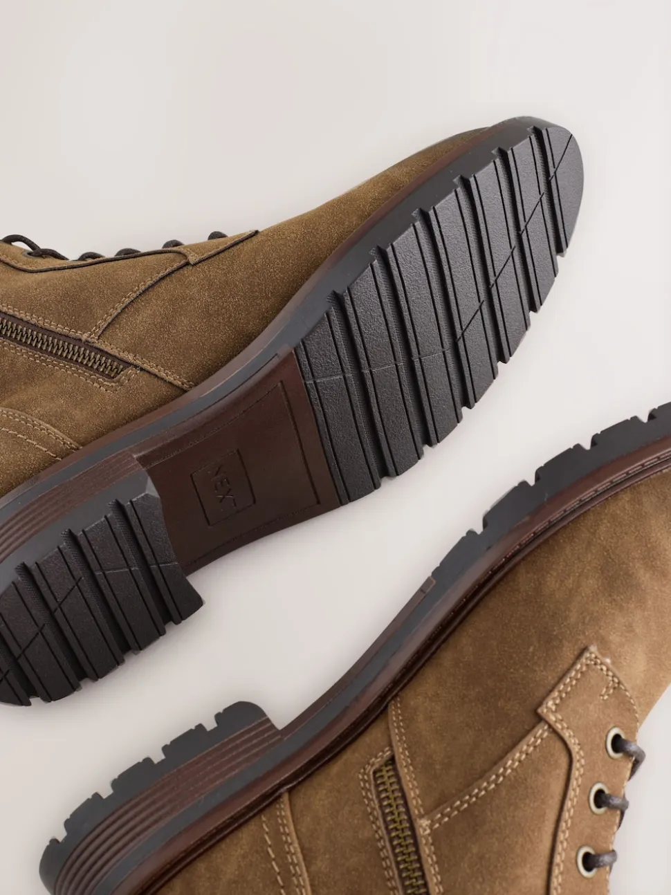 Marron fauve - Grands bottes zippées doublées de borg