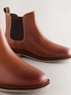 Marron fauve - Leather Chelsea Boots