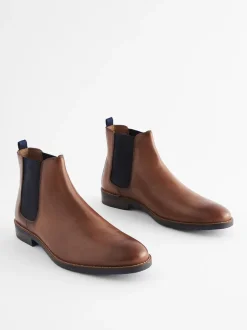 Marron fauve - Leather Chelsea Boots