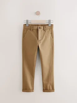 Marron fauve - Pantalon chino extensible (3-17ans)