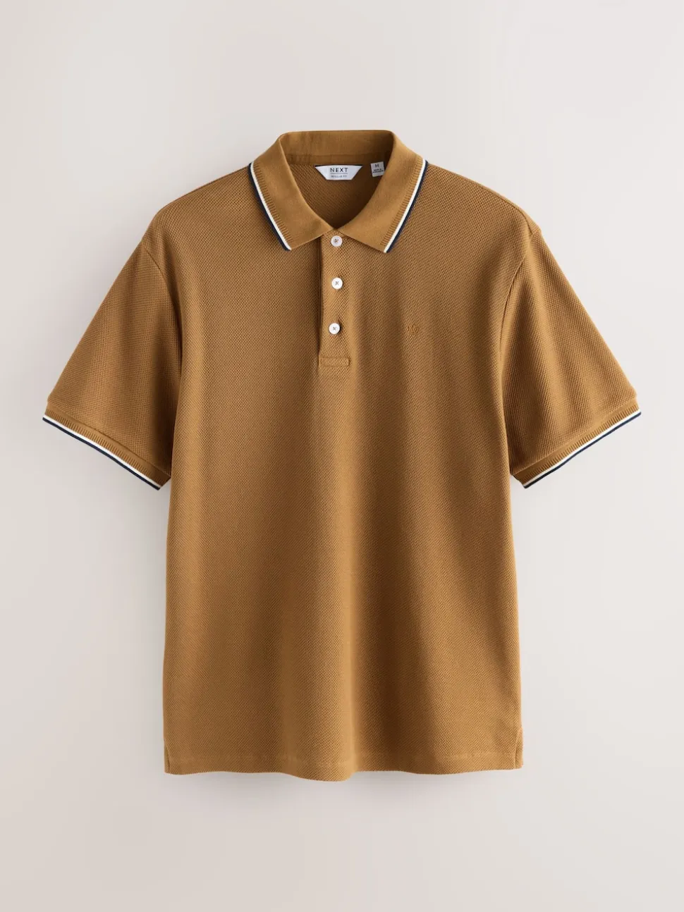 Marron fauve - Polo coupe classique à manches courtes et liserés