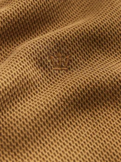 Marron fauve - Polo coupe classique à manches courtes et liserés