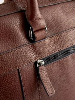 Marron fauve - Porte-documents en cuir grainé