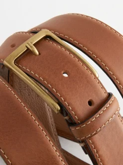 Marron fauve - Signature Ceintures en cuir à piqûres contrastées