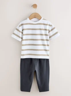 Marron fauve - T-shirt chemise et Joggings en jersey Ensemble 3 Pieces (3mois-7ans)