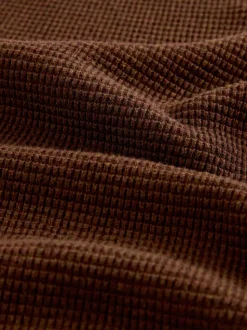 Marron fauve - Uni - Pull N.Premium Coupe classique en Coton riche à Texture haut de gamme à col zippé