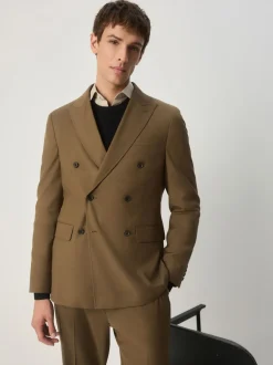 Marron fauve - Veste de costume à double boutonnage
