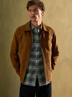 Marron fauve - Veste Harrington en similicuir