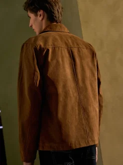 Marron fauve - Veste Harrington en similicuir