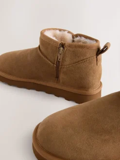Marron fauve en daim - Bottes en fausse fourrure déperlantes