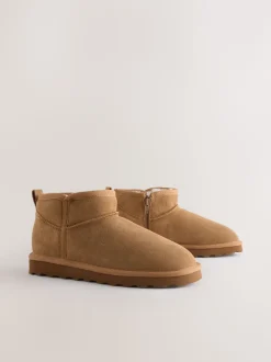 Marron fauve en daim - Bottes en fausse fourrure déperlantes