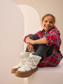 Marron fauve/écru - Bottes imperméables en peau de mouton